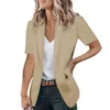 Costumes pour femmes couleur unie Type ample femmes Blazer tempérament respirant Cardigan manches courtes bouton unique costume formel manteau