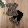 Ensembles de vêtements tout-petits nés bébé fille vêtements en coton robe léopard pantalon à jambe large tenue ensemble printemps automne