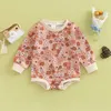 Rompers Baby Girl Long Sleeves Jumpsuit Baby Romper And Autumn Baby Girls Newborn Clothes Flower Print Sweatshirt Romper J220922