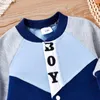 Rompers Newborn Baby Girls Boys Autumn Winter Jumpsuit Long Sleeves Round Neck Button Down Brief Patchwork Warm Romper J220922