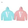 Sweats à capuche pour hommes Sweatshirts à capuche pour hommes Vlones Lotus Root Pull à capuche pour femme rose clair Big v