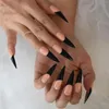 أظافر زائفة بيج الفرنسية الأظافر الأسود XXL إضافي طويل فو ، Ongles Lady's Party Displative Finger Stiletto Salon جودة الصالون