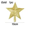 Kerstdecoraties 15/20 cm Glitter Stars Tree Topper Decoratie Vijfpuntige ster Xmas Ornamenten voor Jaar Navidad Party Supplies