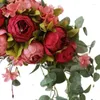 Dekorative Blumen 2pcs 30 Zoll Hochzeit künstlicher Pfingstrosen mit grünen Blättern handgefertigt Kulisse Tisch Runner Herzstück Girlande