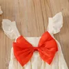 Pagliaccetti Toddler Girls Tute Suit Baby Tinta unita Flying Sleeve Body Summer Red Bow Decor Tute Baby Clothes J220922