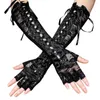 Party Supplies 1Pair Women Gothic Long Glove Finger Less Black Punk Hip Jazz Disco Mittens Clubwear Dance Cosplay kostuums