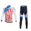 2024 Pro Mens United State USA Winter Cycling Jersey Set Long Sleeve Mountain Bike Cycling Clothing Breathable MTB Bicycle Clothes Wear Suit B35