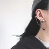 Boucles d'oreilles pendantes en titane et acier avec clip pour femmes et adolescentes, style hip hop, punk, chaîne tendance, fête, rue, bijoux cadeaux