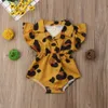 Strampler Großhandel Sommer Schöne Baby Mädchen Strampler Leopard Herz Druck Kurzarm Overall Baumwolle Outfit Sunsuit Kleidung J220922