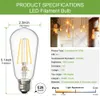 Dimmable Vintage LED Edison Bulbs 60 watt Equivalent E26 Incandescent Light Replacement 800LM 2700K ST58 Antique Filament Lights Bulbs ETL Listed