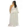 Femmes grande taille Maxi robes Sexy une épaule à manches longues ourlet irrégulier tenue décontractée Cocktail