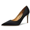 Chaussures habillées Escarpins Femme Soie Nude Noir Bout Pointu 8CM Talons Hauts Fête De Mariage Sexy Mode Bureau Dame Grande Taille 34-40 M0106