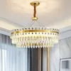 LED Modern Crystal żyrandole światła Oprawa American okrągła owalna żyrandol europejski luksusowe lampy wiszące żywe jadalnia sypialnia foyer droplight