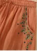 スカート夏の女性のスカートファッションカジュアルリネン刺繍ワードペンダントポケットルーズシンスリムコットンロング