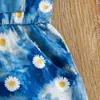 Rompers pasgeboren babymeisje mouwloze romper bloemenprint jumpsuits met hoofdband 2 stuks kind zomerkleding J220922
