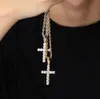 Ожерелье с подвеской в форме креста из муассанита из белого золота 14 карат с бриллиантами из стерлингового серебра с веревочной цепочкой диаметром 3 мм и 24 дюйма
