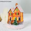 Christmas Decoration Resin House Ornament Micro Landscape LED Xmas Scene House Light Ornaments New Year Table Decor Festival Gift TH0370