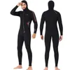 Zipper dianteiro de banho feminina com capuz de 3 mm de merda de mergulho masculino no traje de mergulho de mergulho Scuba Snorkel