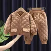 Keep New Winter Children Warm Clothes autumn Kids Boys Girls Thicken Cotton Jacket Pants 2Pcs/sets Baby Infant Casual Tracksuits