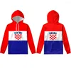 Bluzy męskie Chorwacja zamków błoto z kapturem za darmo niestandardowe numerem numer logo HR Pullover HRV Country Nation Hrvatska Republic Flag Ubrania