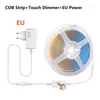 Strips Dimmable COB LED Strip DC 12V 320Leds/M FOB Light Tape 3000K 4000K 6000K Kitchen Room Lamp Band With Power Adapter Touch Switch