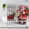 Duschvorhänge Niedliche Weihnachten Schneemann Santa Vintage Zug Winter Wald Landschaft Polyester Stoff Dekor Badezimmer Sets 220922