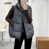 Gilet invernale da donna Colletto alla coreana Cerniera senza maniche Imbottito Puff Stampato Lettere Giacca Soprabito Nero Marrone Colore Coulisse allentata Vitaco 800