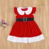 Occasions spéciales 6M-4T Enfant en bas âge enfants bébé filles tenue de noël à manches longues robe de fourrure de princesse en velours rouge avec ceinture enfants cadeaux de noël 220922