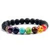 Yoga 7 Chakras Stone Pärlor Strand Armband Kvinnor Män Handvävd Energy Stone Tiger Eye Howlite Armband Fashion Jewelry