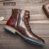 Boots Men Leather Size 39-48 British Royal Men's Autumn Footwear Wootten Brand Winter #AL603C4