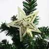 Kerstdecoraties 9,5 cm Gold Star Silver Tree Top 3D vijfpunts thuistafel Topper Xmas Decoratie Merry