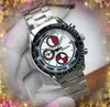 Шесть Stiches Quartz Mens Time Time Часы часы секундомер 41 -мм мелкие ремни из нержавеющей стали Швейцария Спортивные гонки Президент Классические наручные часы.