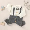 Pagliaccetti Vestiti per bambini Autunno Inverno Nuovo neonato neonato lavorato a maglia patchwork pagliaccetto vestiti manica lunga tute per bambini J220922