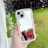 Caseative Cute Curly Wave Shape Cases Mirror Makeup TPU Frame Shockproof Transparent Clear For iPhone 14 13 12 11 Pro Max XR XS X 8 7 Plus