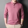 Toppklass Mulberry Silk 5,2% Ny mode Polo Men Designer Brand Plain Casual No Long Sleeve Tops Herrkl￤der 2022