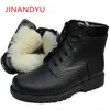 Botas moda masculina neve de inverno sapatos militares naturais lã de combate quente estilo vintage motocicleta à prova d'água casual