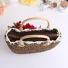 Evening Bags Women Straw Totes Hat Set Vintage Beach Fashion Summer Floral And Handmade Flower For Travel Holiday