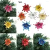 Christmas Decorations Glitter Flowers Flower Royal Blue Silver 5pcs Beautiful Ornament Brighten Up Bronze Create Atmosphere