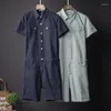 Herenbroeken Heren Europe en de Amerikaanse straat persoonlijkheid Persoonlijkheid Jumpsuit Mannelijk Summer Paar modellen Korte mouwen Jumpsuits Japans