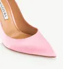 Luxe merken schoenen sexy dames kleden bruid pompen hoge hakken aquazz- love affair pomp 105 mm enkelband pointy teen teen satijn leer zwart roze 35-42