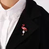 Brooches Red Enamel Pearl Flamingo Brooch Bird Animal Ladies Fashion Clothing Jewelry Accessories