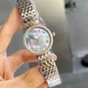 Montre de Luxe Womens Watches 30mm Importerad Quartz Movement Steel Case Deep Sea Color Shell Literal Diamond Watch Wristwatches