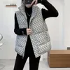 Gilet invernale da donna Colletto alla coreana Cerniera senza maniche Imbottito Puff Stampato Lettere Giacca Soprabito Nero Marrone Colore Coulisse allentata Vitaco 800