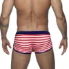 Męskie stroje kąpielowe seksowne męskie sakwy o niskiej talii w paski w paski kostiumu kąpielowego moda męska Side podzielone sporty na plażę na plażę Surfing Shorts J220913