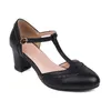 Chaussures habillées grande taille 34-43 talon haut bout rond pompes femmes plate-forme avec volants fête chaussures de mariage sangle en T