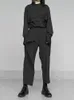 Kadın Pantolon Capris Eam Yüksek Elastik Bel Siyah Kısa Pileli Uzun Pantolon Gevşek Kadınlar Moda Bahar Sonbahar 1S430 220922