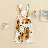 Rompers Summer Children Baby Girls Jumpsuits Pants 16y Sunflower Printed ärmlös Jarretl Övergripande elastiska playsuits J220922