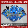 Fairings Tank för Suzuki Srad GSXR 600 750 CC 600cc 750cc 96-00 BODY 156NO.13 GSXR750 GSXR-600 GSXR600 96 97 98 99 00 GSX-R750 1996 1997 1998 1999 2000 FAIRING RIZLA Blue Blue Blue Blue Blue