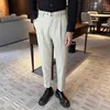 Ternos masculinos de masculino 2022 Autumn calça casual de cor sólida vestido social Social Dress Slim Fit Streetwear calça Pantalon Homme