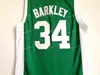 SJ 남자 리즈 고등학교 #34 Charles Barkley Jersey Green Stitched College Basketball Jersey Fast Size S-XXL